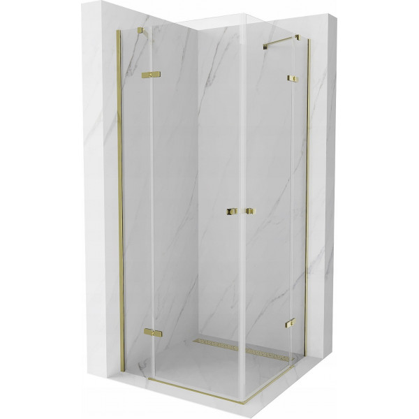 Mexen Roma Duo  Zuhanykabin Nyiló ajtóval   70 x 70 cm,  átlátszó üveg,  arany  - 854-070-070-50-00-0 DUO zuhanykabin