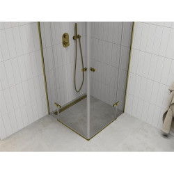 Mexen Roma Duo  Zuhanykabin Nyiló ajtóval   80 x 80 cm,  átlátszó üveg,  arany  - 854-080-080-50-00-0 DUO zuhanykabin