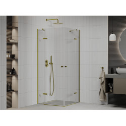 Mexen Roma Duo  Zuhanykabin Nyiló ajtóval   80 x 80 cm,  átlátszó üveg,  arany  - 854-080-080-50-00-0 DUO zuhanykabin DUO zuhanykabin 406594 Mexen