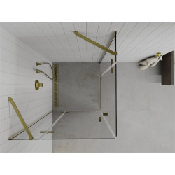 Mexen Roma Duo  Zuhanykabin Nyiló ajtóval   90 x 90 cm,  átlátszó üveg,  arany  - 854-090-090-50-00-0 DUO zuhanykabin