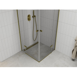 Mexen Roma Duo  Zuhanykabin Nyiló ajtóval   90 x 90 cm,  átlátszó üveg,  arany  - 854-090-090-50-00-0 DUO zuhanykabin