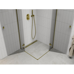 Mexen Roma Duo  Zuhanykabin Nyiló ajtóval   90 x 90 cm,  átlátszó üveg,  arany  - 854-090-090-50-00-0 DUO zuhanykabin