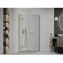 Mexen Roma Duo  Zuhanykabin Nyiló ajtóval   90 x 90 cm,  átlátszó üveg,  arany  - 854-090-090-50-00-0 DUO zuhanykabin DUO zuhanykabin 406594 Mexen
