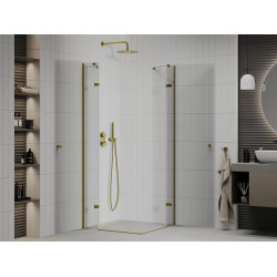 Mexen Roma Duo  Zuhanykabin Nyiló ajtóval   90 x 90 cm,  átlátszó üveg,  arany  - 854-090-090-50-00-0 DUO zuhanykabin