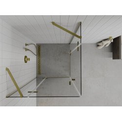 Mexen Roma Duo  Zuhanykabin Nyiló ajtóval   90 x 90 cm,  átlátszó üveg,  arany  - 854-090-090-50-00-0 DUO zuhanykabin