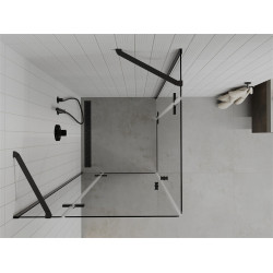 Mexen Roma Duo  Zuhanykabin Nyiló ajtóval   80 x 80 cm,  átlátszó üveg,  fekete  - 854-080-080-70-00-0 DUO zuhanykabin