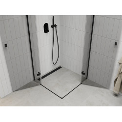 Mexen Roma Duo  Zuhanykabin Nyiló ajtóval   90 x 90 cm,  átlátszó üveg,  fekete  - 854-090-090-70-00-0 DUO zuhanykabin