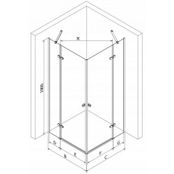 Mexen Roma Duo  Zuhanykabin Nyiló ajtóval   90 x 90 cm,  átlátszó üveg,  fekete  - 854-090-090-70-00-0 DUO zuhanykabin