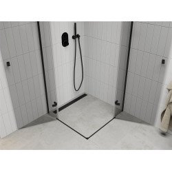Mexen Roma Duo  Zuhanykabin Nyiló ajtóval   90 x 90 cm,  átlátszó üveg,  fekete  - 854-090-090-70-00-0 DUO zuhanykabin