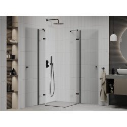 Mexen Roma Duo  Zuhanykabin Nyiló ajtóval   90 x 90 cm,  átlátszó üveg,  fekete  - 854-090-090-70-00-0 DUO zuhanykabin