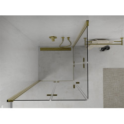 Mexen Lima Duo  Zuhanykabin Csukló ajtóval   70 x 70 cm,  átlátszó üveg,  arany  - 856-070-070-50-00-0 DUO zuhanykabin