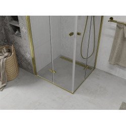 Mexen Lima Duo  Zuhanykabin Csukló ajtóval   70 x 70 cm,  átlátszó üveg,  arany  - 856-070-070-50-00-0 DUO zuhanykabin