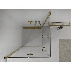 Mexen Lima Duo  Zuhanykabin Csukló ajtóval   70 x 70 cm,  átlátszó üveg,  arany  - 856-070-070-50-00-0 DUO zuhanykabin