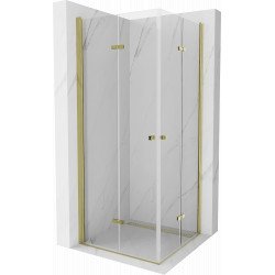 Mexen Lima Duo  Zuhanykabin Csukló ajtóval   80 x 80 cm,  átlátszó üveg,  arany  - 856-080-080-50-00-0 DUO zuhanykabin DUO zuhanykabin 406594 Mexen