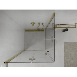 Mexen Lima Duo  Zuhanykabin Csukló ajtóval   90 x 90 cm,  átlátszó üveg,  arany  - 856-090-090-50-00-0 DUO zuhanykabin