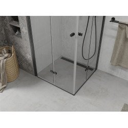 Mexen Lima Duo  Zuhanykabin Csukló ajtóval   70 x 70 cm,  átlátszó üveg,  fekete  - 856-070-070-70-00-0 DUO zuhanykabin