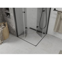 Mexen Lima Duo  Zuhanykabin Csukló ajtóval   70 x 70 cm,  átlátszó üveg,  fekete  - 856-070-070-70-00-0 DUO zuhanykabin
