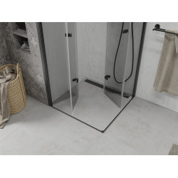 Mexen Lima Duo  Zuhanykabin Csukló ajtóval   80 x 80 cm,  átlátszó üveg,  fekete  - 856-080-080-70-00-0 DUO zuhanykabin