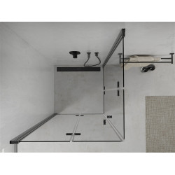 Mexen Lima Duo  Zuhanykabin Csukló ajtóval   100 x 100 cm,  átlátszó üveg,  fekete  - 856-100-100-70-00-0 DUO zuhanykabin