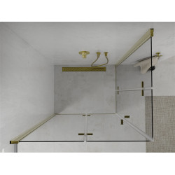 Mexen Lima Duo  Zuhanykabin Csukló ajtóval   80 x 70 cm,  átlátszó üveg,  arany  - 856-080-070-50-00-0 DUO zuhanykabin