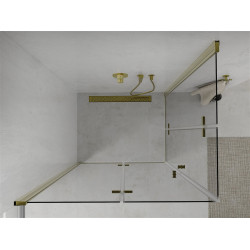 Mexen Lima Duo  Zuhanykabin Csukló ajtóval   100 x 90 cm,  átlátszó üveg,  arany  - 856-100-090-50-00-0 DUO zuhanykabin