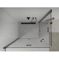 Mexen Lima Duo  Zuhanykabin Csukló ajtóval   80 x 70 cm,  átlátszó üveg,  fekete  - 856-080-070-70-00-0 DUO zuhanykabin
