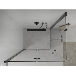 Mexen Lima Duo  Zuhanykabin Csukló ajtóval   90 x 80 cm,  átlátszó üveg,  fekete  - 856-090-080-70-00-0 DUO zuhanykabin