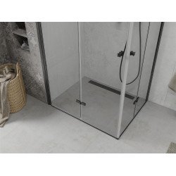 Mexen Lima Duo  Zuhanykabin Csukló ajtóval   90 x 80 cm,  átlátszó üveg,  fekete  - 856-090-080-70-00-0 DUO zuhanykabin