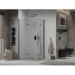 Mexen Lima Duo  Zuhanykabin Csukló ajtóval   90 x 80 cm,  átlátszó üveg,  fekete  - 856-090-080-70-00-0 DUO zuhanykabin DUO zuhanykabin 406594 Mexen