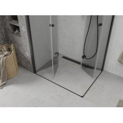 Mexen Lima Duo  Zuhanykabin Csukló ajtóval   100 x 90 cm,  átlátszó üveg,  fekete  - 856-100-090-70-00-0 DUO zuhanykabin
