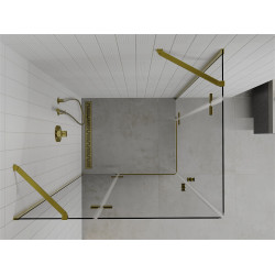 Mexen Roma Duo  Zuhanykabin Nyiló ajtóval   90 x 80 cm,  átlátszó üveg,  arany  - 854-090-080-50-00-0 DUO zuhanykabin