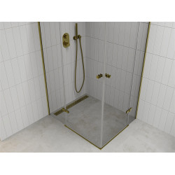 Mexen Roma Duo  Zuhanykabin Nyiló ajtóval   90 x 80 cm,  átlátszó üveg,  arany  - 854-090-080-50-00-0 DUO zuhanykabin