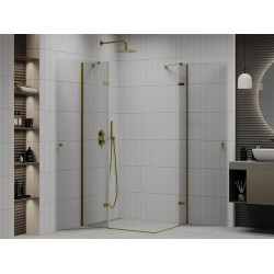 Mexen Roma Duo  Zuhanykabin Nyiló ajtóval   90 x 80 cm,  átlátszó üveg,  arany  - 854-090-080-50-00-0 DUO zuhanykabin