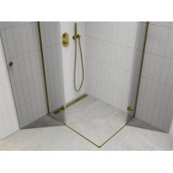 Mexen Roma Duo  Zuhanykabin Nyiló ajtóval   90 x 80 cm,  átlátszó üveg,  arany  - 854-090-080-50-00-0 DUO zuhanykabin