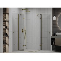 Mexen Roma Duo  Zuhanykabin Nyiló ajtóval   90 x 80 cm,  átlátszó üveg,  arany  - 854-090-080-50-00-0 DUO zuhanykabin