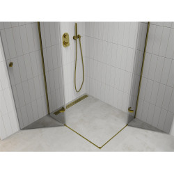 Mexen Roma Duo  Zuhanykabin Nyiló ajtóval   100 x 90 cm,  átlátszó üveg,  arany  - 854-100-090-50-00-0 DUO zuhanykabin