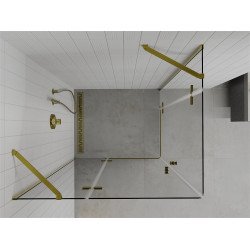 Mexen Roma Duo  Zuhanykabin Nyiló ajtóval   100 x 90 cm,  átlátszó üveg,  arany  - 854-100-090-50-00-0 DUO zuhanykabin