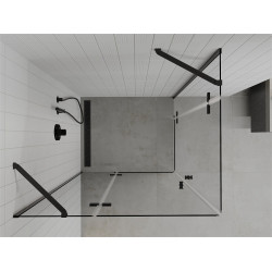 Mexen Roma Duo  Zuhanykabin Nyiló ajtóval   80 x 70 cm,  átlátszó üveg,  fekete  - 854-080-070-70-00-0 DUO zuhanykabin