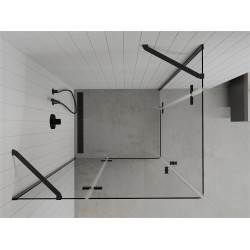 Mexen Roma Duo  Zuhanykabin Nyiló ajtóval   90 x 80 cm,  átlátszó üveg,  fekete  - 854-090-080-70-00-0 DUO zuhanykabin