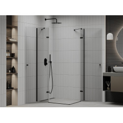 Mexen Roma Duo  Zuhanykabin Nyiló ajtóval   90 x 80 cm,  átlátszó üveg,  fekete  - 854-090-080-70-00-0 DUO zuhanykabin