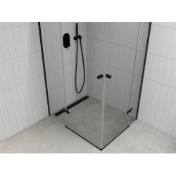 Mexen Roma Duo  Zuhanykabin Nyiló ajtóval   90 x 80 cm,  átlátszó üveg,  fekete  - 854-090-080-70-00-0 DUO zuhanykabin