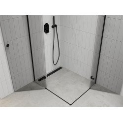 Mexen Roma Duo  Zuhanykabin Nyiló ajtóval   90 x 80 cm,  átlátszó üveg,  fekete  - 854-090-080-70-00-0 DUO zuhanykabin