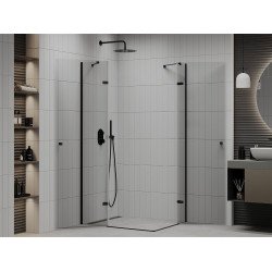 Mexen Roma Duo  Zuhanykabin Nyiló ajtóval   90 x 80 cm,  átlátszó üveg,  fekete  - 854-090-080-70-00-0 DUO zuhanykabin