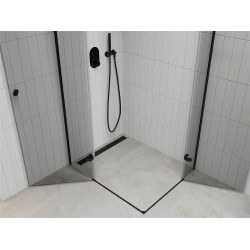 Mexen Roma Duo  Zuhanykabin Nyiló ajtóval   100 x 90 cm,  átlátszó üveg,  fekete  - 854-100-090-70-00-0 DUO zuhanykabin