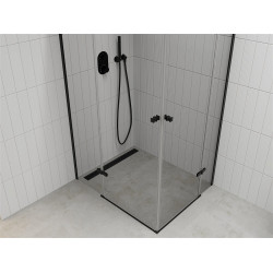 Mexen Roma Duo  Zuhanykabin Nyiló ajtóval   100 x 90 cm,  átlátszó üveg,  fekete  - 854-100-090-70-00-0 DUO zuhanykabin