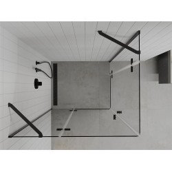 Mexen Roma Duo  Zuhanykabin Nyiló ajtóval   100 x 90 cm,  átlátszó üveg,  fekete  - 854-100-090-70-00-0 DUO zuhanykabin