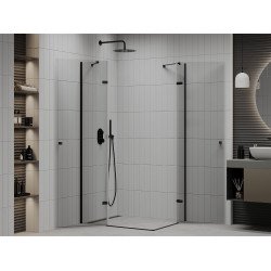 Mexen Roma Duo  Zuhanykabin Nyiló ajtóval   100 x 90 cm,  átlátszó üveg,  fekete  - 854-100-090-70-00-0 DUO zuhanykabin