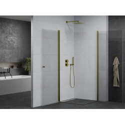 Mexen Pretoria Duo  Zuhanykabin Nyiló ajtóval   80 x 80 cm,  átlátszó üveg,  arany  - 852-080-080-50-00-0 DUO zuhanykabin
