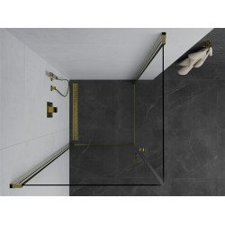 Mexen Pretoria Duo  Zuhanykabin Nyiló ajtóval   80 x 80 cm,  átlátszó üveg,  arany  - 852-080-080-50-00-0 DUO zuhanykabin