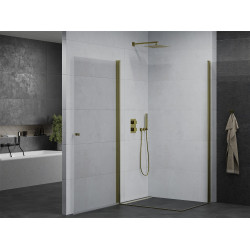 Mexen Pretoria Duo  Zuhanykabin Nyiló ajtóval   90 x 80 cm,  átlátszó üveg,  arany  - 852-090-080-50-00-0 DUO zuhanykabin